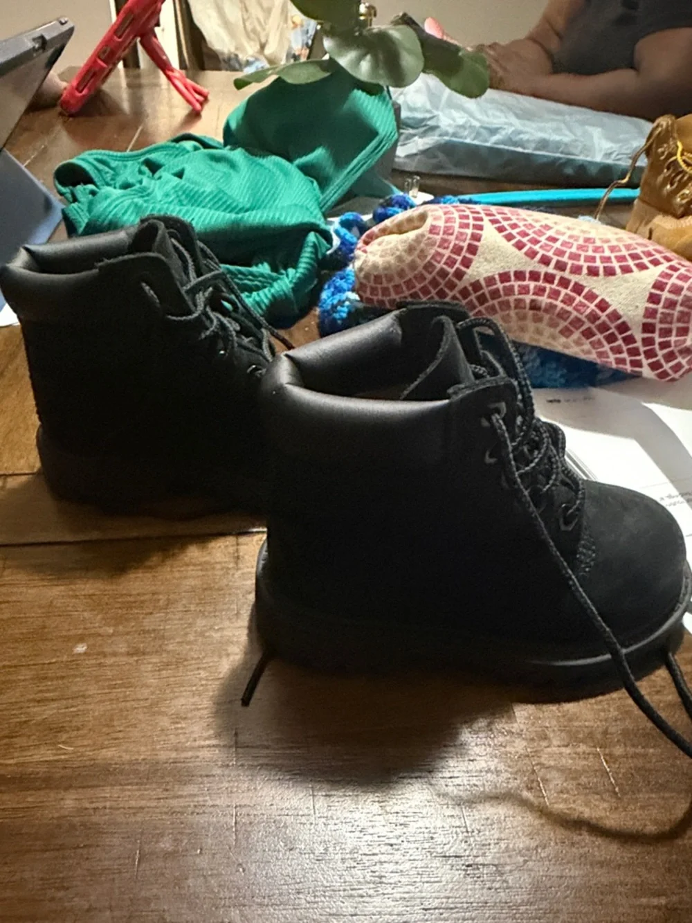 Black Lace-Up Work Boots